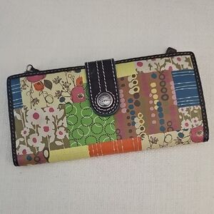 Vintage Fossil Multicolor Patchwork Women's Wallet